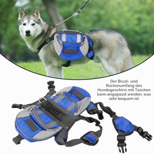 Cyrank Hunderucksack Geschirr, Hundesattel Hunderucksack Hundeweste Hundesatteltaschen Hundereisetasche mit reflektierendem Streifen Hundewanderweste für kleine mittlere große Hunde(L)