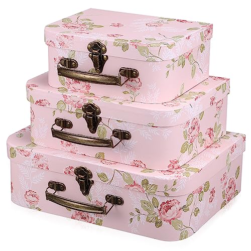 HOMSFOU 3piezas Caja De Para Equipaje Con Asa Estampado Floral Para Guardar Regalos y Flores