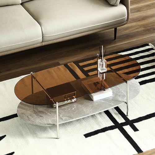 jiexi Glass Coffee Table, 2Tier Modern Coffee Table Glass