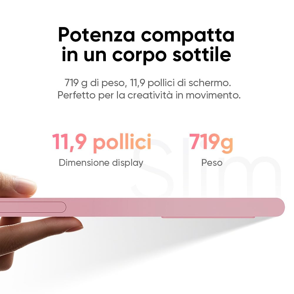 XPPen Artist 12 3rd tavoletta grafica con schermo, 8 tasti rapidi, 99% sRGB, colore a 8 bit, penna X4 con 16.384 livelli di pressione, compatibile con Windows, Mac, Linux e Android, Rosa