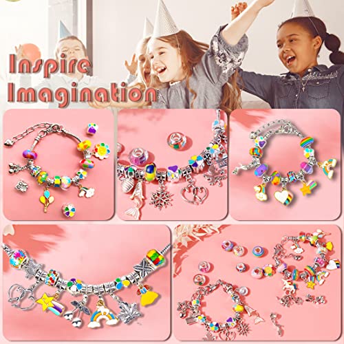 Charm Bracelet Making Kit For Girls, Unicorn/Mermaid Crafts Gifts Set, Teen Girl Gifts Jewelry Making Kit, Jewelry Making Supplies With Colorful Beads/Charms For Girls Kids Ages 5 6 7 8 9 10-12. #TOP5