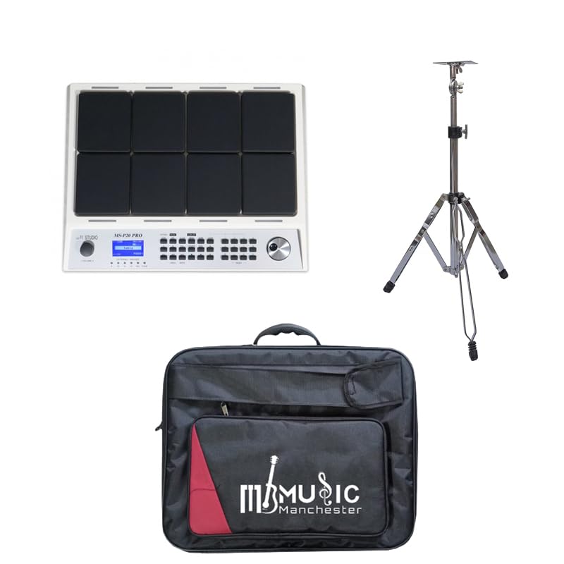 M-studio MS P20 PRO White Digital Percussion Octapad with Stand and Hard Case Combo Pack (Music Manchester)