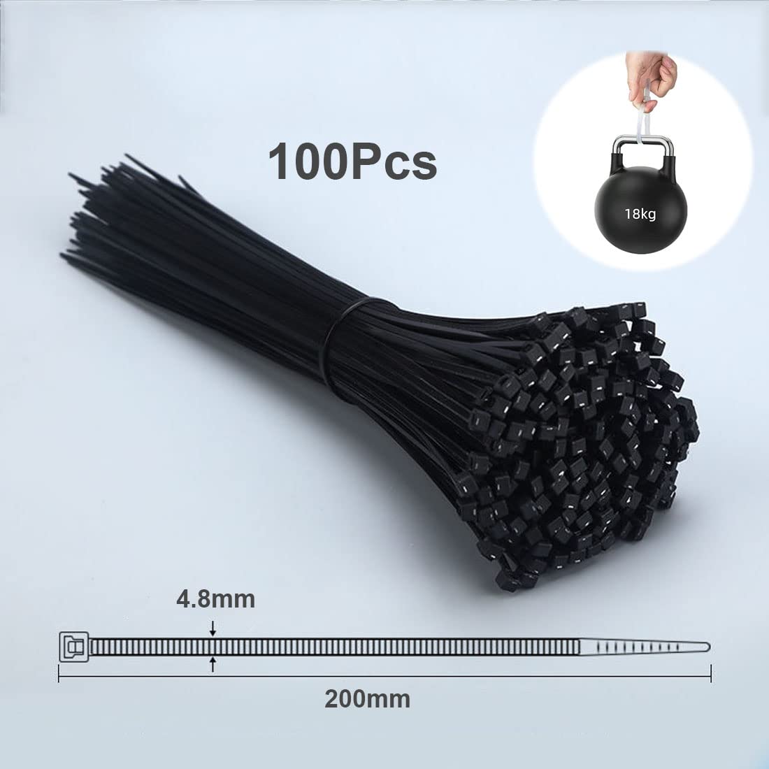 Fascette Elettricista Fascette Per Cavi Nere E Bianche Resistenti Ai Raggi UV – Pack Da 100 Pezzi, Lunghezza 4 Pollici, Carico Di Rottura 8 Kg - Foto 10