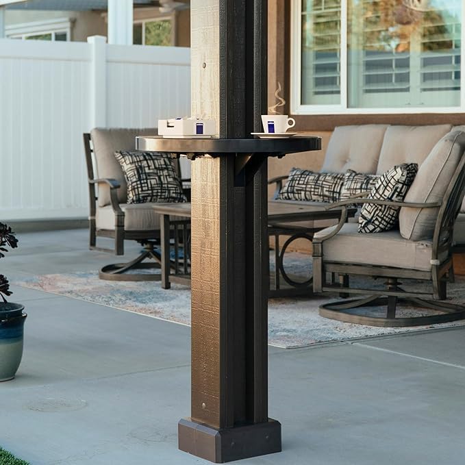 ALUMATABLE™ Alumawood Patio Cover Post Table (Espresso Brown)
