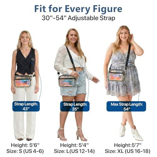 Image of PACKISM Clear Bag for Stadium Events - Small Clear Purse Crossbody Bag | Adjustable Wide Strap, 2 Easy Access Pockets, Thick 0.5mm PVC, for Sports Game Day Concerts Festival, Women Clear Stadium Bag