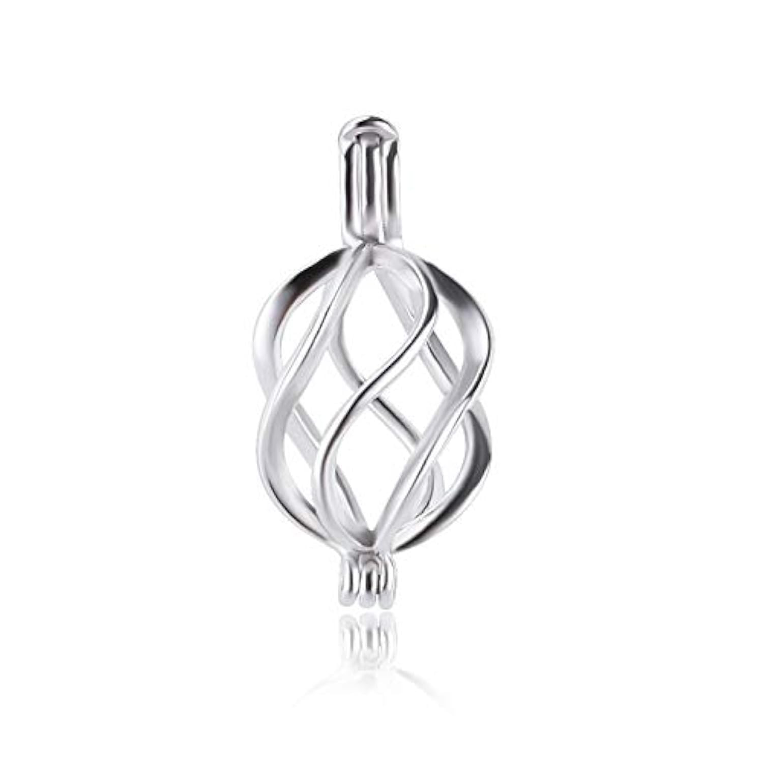 LGSY 925 Sterling Silver/Gold Plated/Rose Gold Plated Twisted Ball Cage Pendants for Pearl, Cages for DIY Jewelry Making