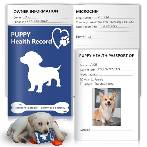 1 Pack Puppy Shot Record Booklets 12 Sheets Per Pack Dog Vaccination Record Book Dog Health Records 5*3.5inch Dog Information Record Notebook dog medical and vaccine book for Pet Lovers Doggy Medical