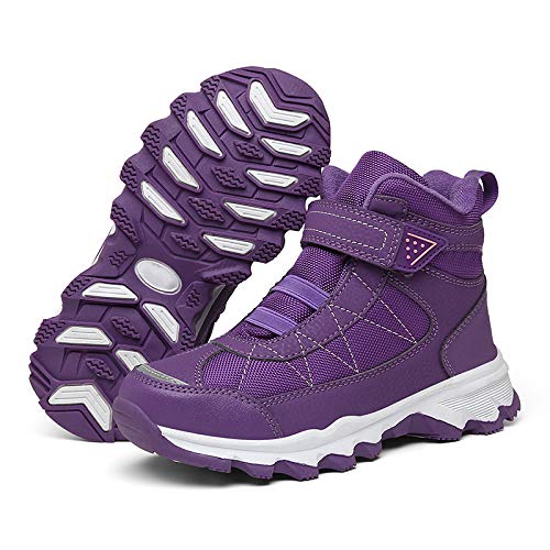 Tsiodfo Kids Snow Boots Boys Winter Rubber Boots Warm Faux Fur Waterproof Cold Weather Girls Outdoor Boots Purple Little Kids Size 3 #TOP2