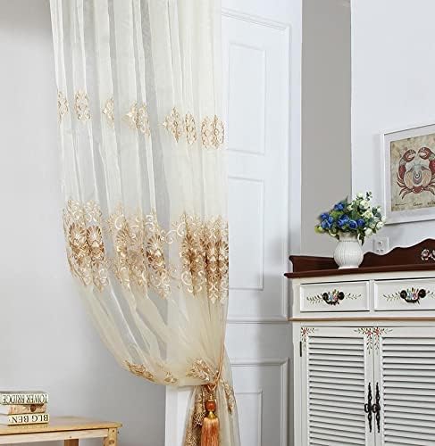 High Grade Europern Style Embroidered Nursery Kids Room Sheer Curtains Basic Rod Pocket Top Style for Living Room Bedroom(1 Panel, W 100 x L 84 inch, White)