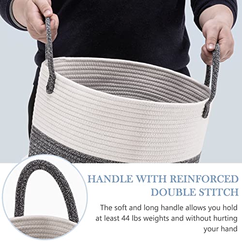 YOUDENOVA Woven Rope Laundry Hamper, Large Tall Laundry Basket, Baby Nursery Hamper for Blanket Storage in Bedroom, Living Room - Image 5