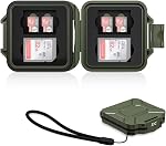 JJC 16 Slots Portable TF Micro SD Memory Card Case, Water-Resistant and Anti-Shock Carrying Case for 16 MSD/SDHC/SDXC Cards With EVA Foam Interior