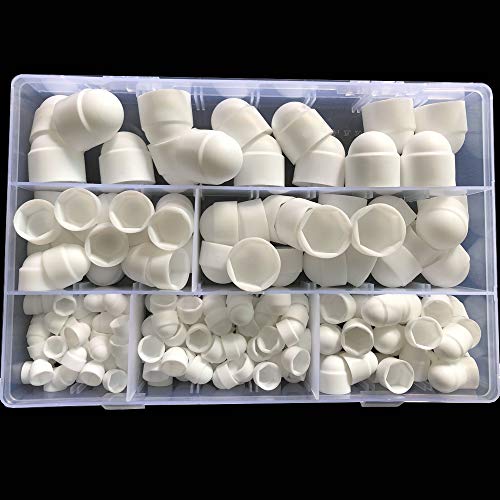 White PE Bolt Covers Screw Caps Hex Cap Plastic Nut Assortment Kits Nylon Insert Locknut for Screws Bolts M4 M5 M6 M8 M10 M12
