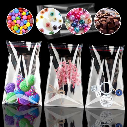 Ziamzra 300 Stk OPP Tütchen 13x18cm Selbstklebend Plastiktüten Transparente Zellophanbeutel Cellophantüten Selbstklebend Flachbeutel Klebeverschluss für Keksen Süßigkeiten Schokolade Schmuck Ohrringe