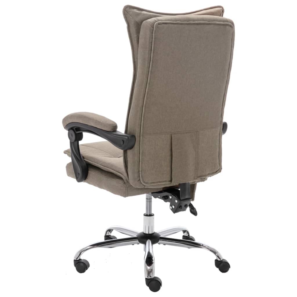 Sedia da ufficio massaggiante in tessuto tortora con funzione riscaldante e 6 punti di massaggio, ergonomica, regolabile in altezza, inclinabile, per home office e studio, con ruote e