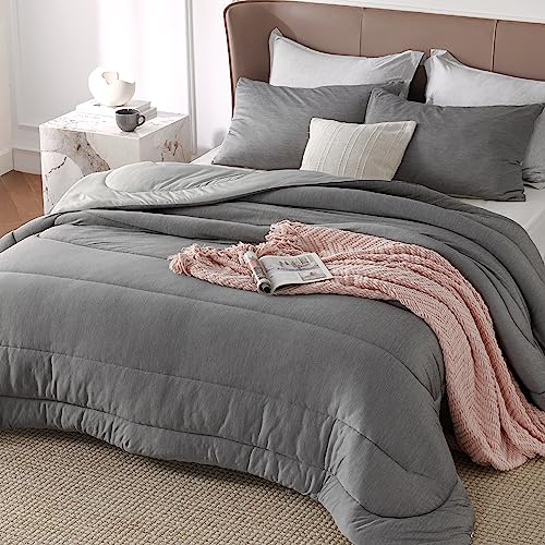 Bedsure Queen Comforter Set - Cooling And Warm Bed Set, Light Grey Reversible All Season Cooling Comforter, 3 Pieces, 1 Queen Size Comforter (88"X88") And 2 Pillow Cases (20"X26") #TOP7