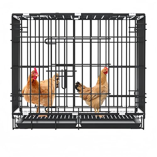 Lapakey 鶏用ケージ飼育 特大折りたたみ鶏小屋、給餌、フードボウル、7-10鶏のためのトレイと卵トレイ家禽ケージ付きの大きな鶏小屋鶏小屋 アウトドア家庭用飼育 (車輪+ 餌入れ + 水入れ + 足置きマット + 草の巣 + 雨布,70*50*60cm