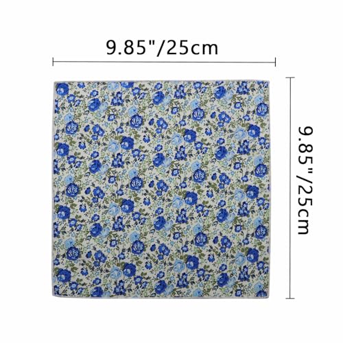 Image of Floral Pocket Squares for Men with Holder Printed Flower Mens Handkerchief Cotton Suit Pocket Hanky for Wedding