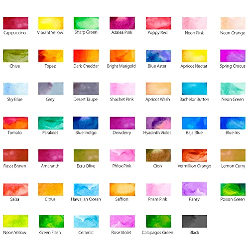 Professional Watercolor Brush Markers Pen 48 Colors of Ohuhu, Water Based Drawing Marker Brushes W/A Blending Aqua Pen, Water Soluble for Adult Coloring Books Comic Calligraphy