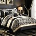 CozyDH Black Gold Comforter Set Queen, 7 Piece Luxury Damask Bed in a Bag