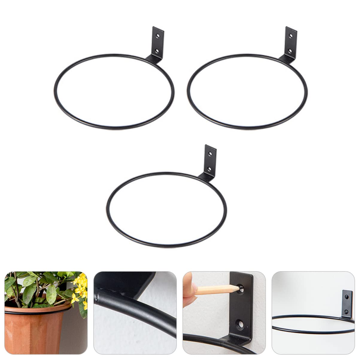 Zerodeko 3pièces Support Mural Pour Pot De Fleurs Crochet Suspendu Fer Support Pour Jardinière Crochets De Suspension Pour Pot De Fleur