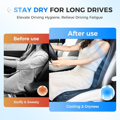 Image of Coverado Cooling Car Seat Cover, 12V-24V Ventilated Front Seat Cushion for Car, 3-Speed Adjustable Seat Cover for Summer Driving Seat, Universal Fit for Car SUV Truck Van