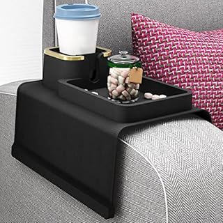 Hands DIY Couch Tray with Cup Holder Anti-Spill and Anti-Slip Recliner Table Tray Silicone Cup Holder Large Capacity Sofa Armrest Tray for Storage Remote/Snacks/Cellphone/Earbuds Couch Tray