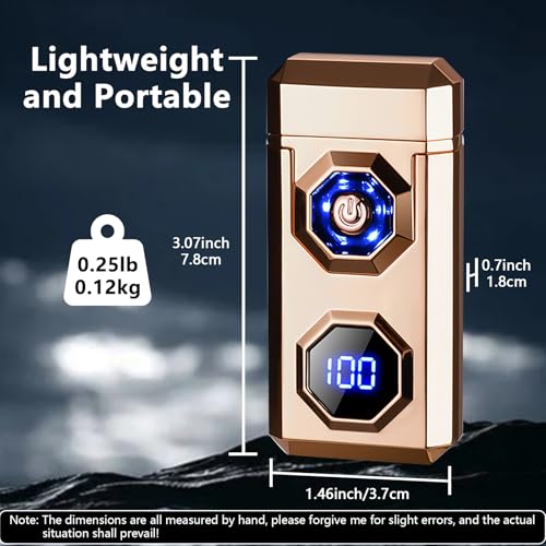 Briquet à arc BABOBIU de luxe avec finition dorée et éclairage LED