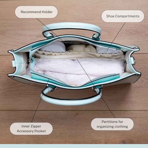 Oversized LDS Temple Bag for Women | Spacious & Sturdy | Separate Shoe Pocket | Multiple Compartments Keep Clothes Organized | Fits Most Temple Lockers | Stylish Robin Egg Blue4