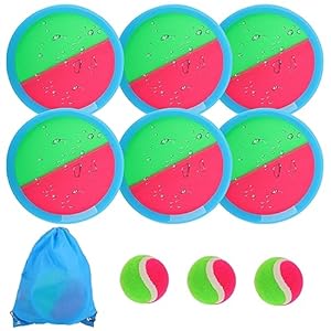 Toss and Catch Game Ball Set, 6 Rackets and 3 Balls,Outdoor Play Set, Games for Kids, Outdoor and Beach Toys, Catch Games and Beach Play Toy