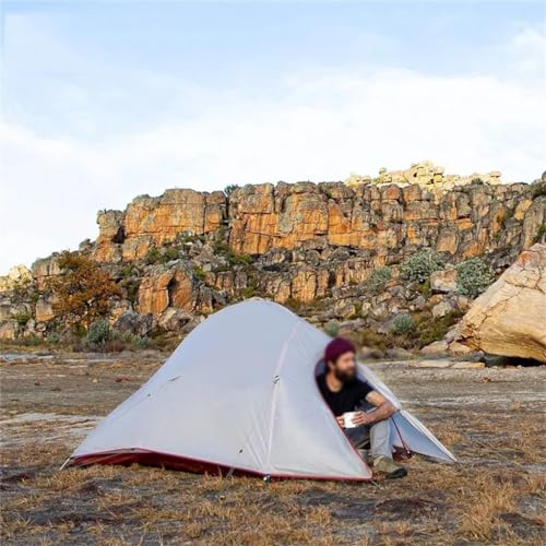 Carpa para camping para 1 persona en nylon gris miniatura 4