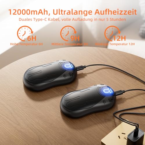 OUTJUT 12000mAh Magnetischer Handwärmer Elektrisch 2er-Pack, 360°-Wärme – Ansicht 4