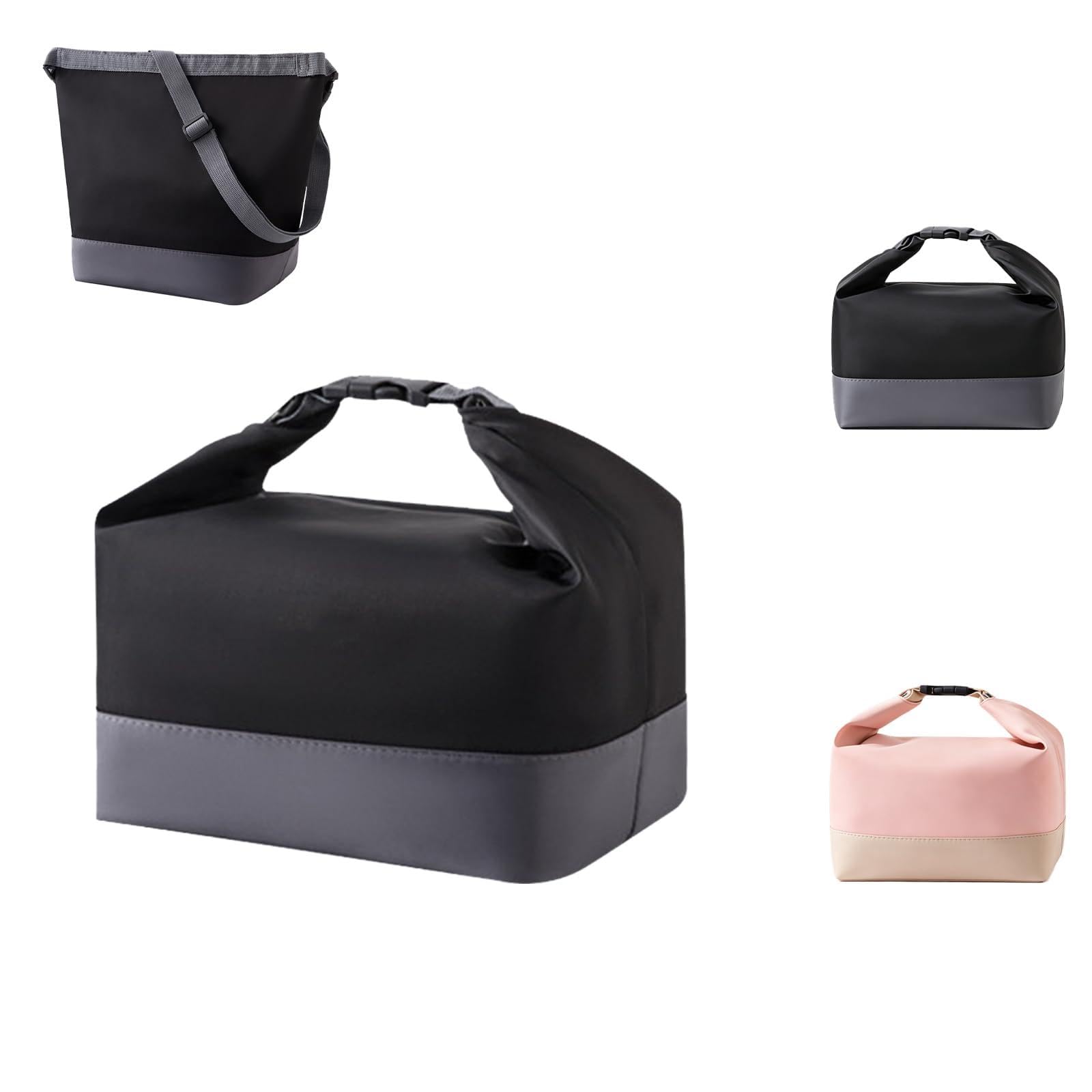 YUDANSI Insulated Lunch Bag for Men Women, Cooler Bag with Adjustable Shoulder Strap Carrying in 2 Ways-Shoulder or Handle, Polyester, Leakproof, for Daily Work Office School Picnic Camping, 8L-Black