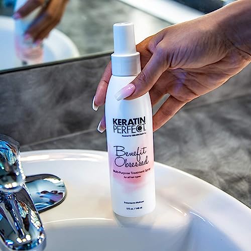 Keratin Perfect - Benefit Obsessed Multi - Purpose Treatment Spray - Soft & Silky Hair - Shining & Strengthening - All Hair Type - Uv Safe - No Sulfate & Paraben - 5 Oz #TOP4