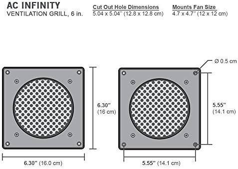 AC Infinity Ventilation Grille, for PC Computer AV Electronic Cabinets, Also mounts one 120mm Fan