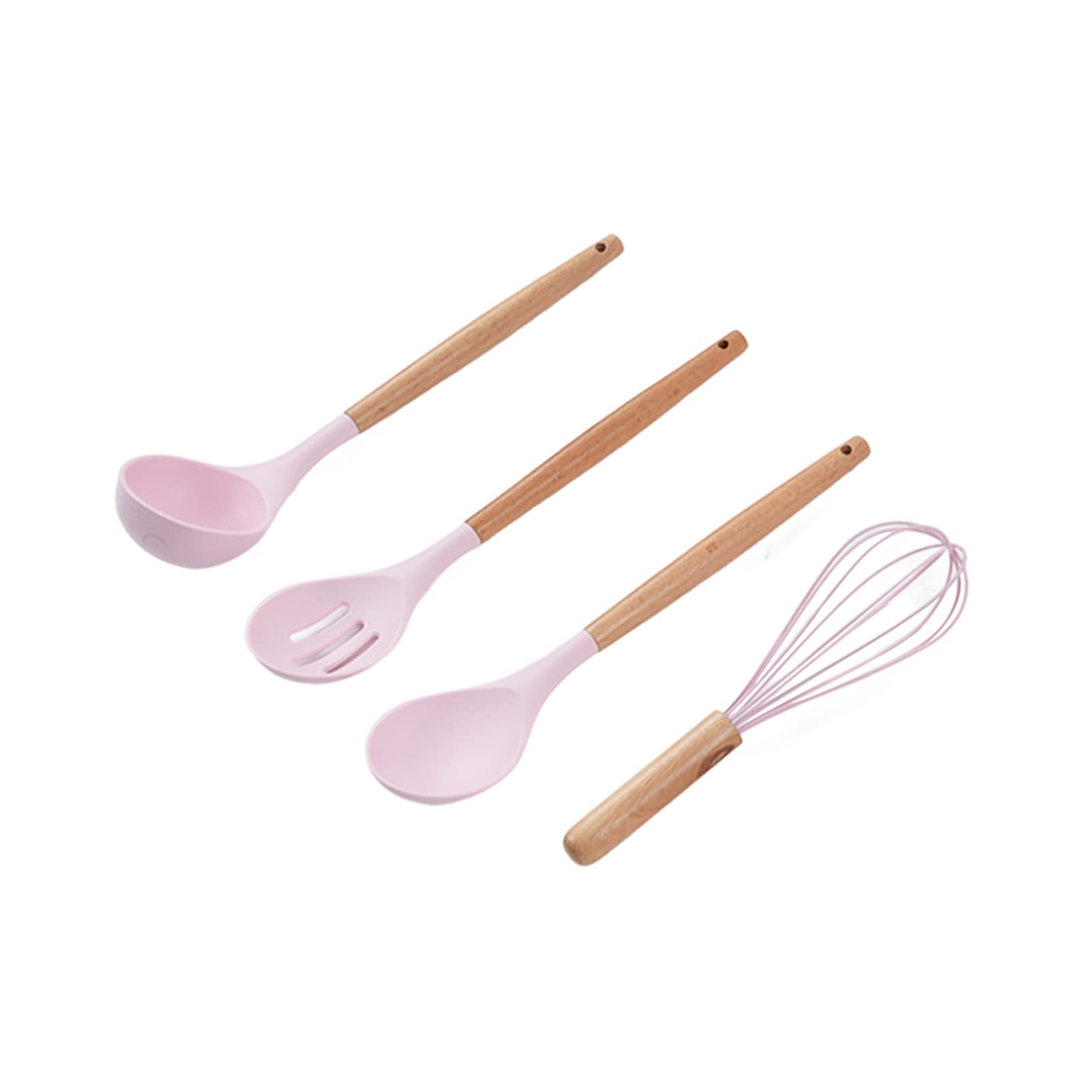 Set di Utensili in Silicone 13 Pezzi Utensili da Antiaderenti Durevoli con Manico in Legno per Casalinga e Campeggio