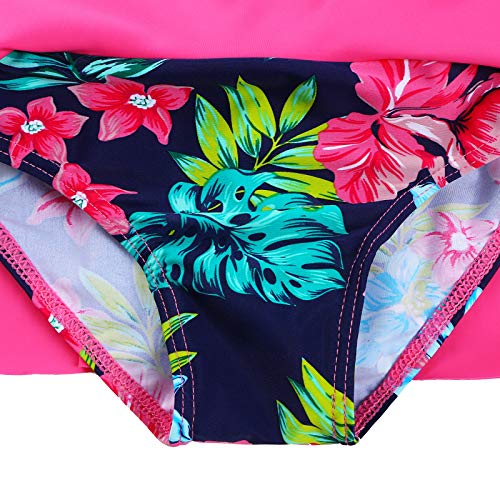 Image of BAOHULU Girls Two Piece Swimsuits Rash Guard Ruffle Bikini Skirt Short Sleeves Beach Dress Swimwear UPF 50+ 3-12Y