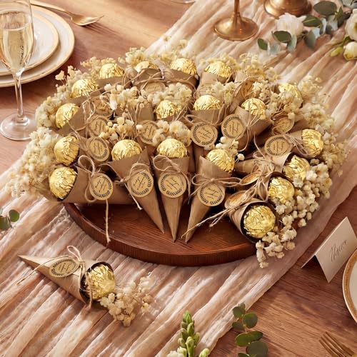 Mini ramillete de flores secas en conos de papel kraft 24 piezas miniatura 1