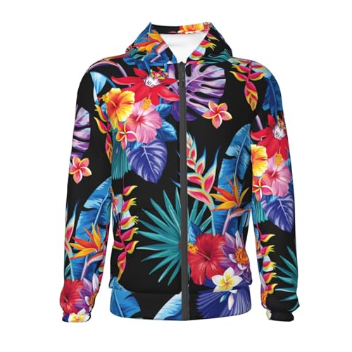 Tropical Palm Leaves Kid Hoodies Boys Zip Up Sweatshirts Girls Pullover with Pocket2