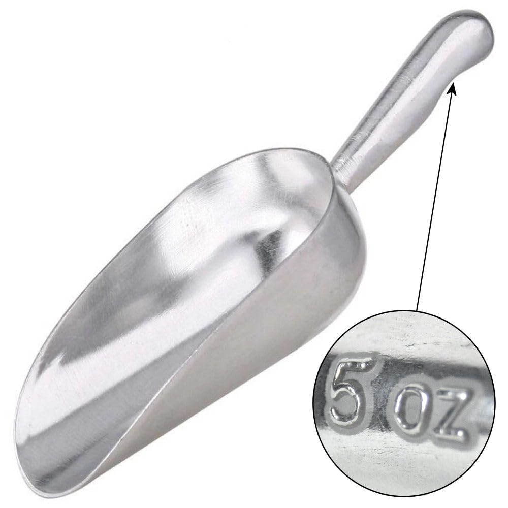 BarBits Aluminium Ice Scoop - Round Bottom Bar Candy Sweet Scoop (Hand Wash Only) (5oz), Silver