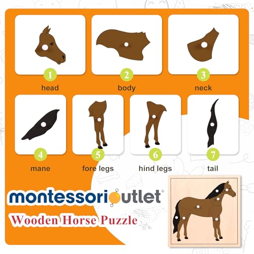 Image of Montessori Outlet Horse Puzzle for Children 3-6 Years Montessori Education at School and Home