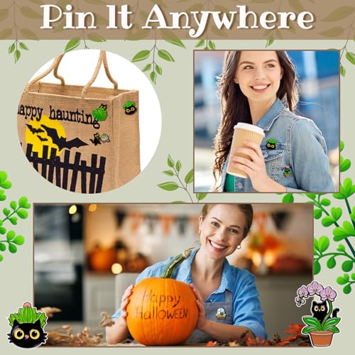 Image of Landical 30 /60 Pcs Cute Enamel Pins Bulk Plant Flower Animal Halloween Gothic Fall Pumpkin Cartoon Lapel Pin Brooches Jewelry Gift for Backpack Clothes Hats Accessories