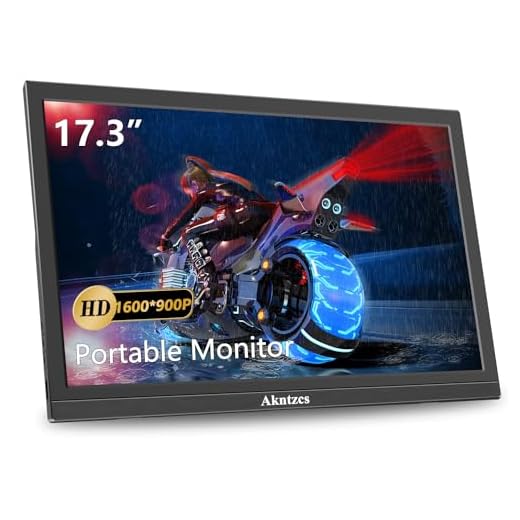 Akntzcs Portable Monitor 17.3 Inch 1600x900P External Monitor with HDMI USB C Dual Speakers Secondary Screen for PC Mac Phone Ras Pi Switch