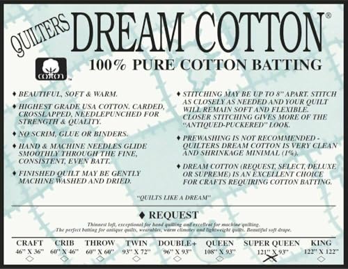 Quilters Dream Cotton Batting-Natural Request Thin Loft-Super Queen