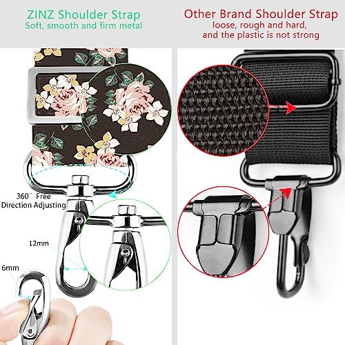 Image of ZINZ Shoulder Strap 78 inch Universal Handbag Strap with Ultra-thick Fixed Padded and Dual Balanced Adjustable Buckles Shoulder Crossbody Strap for Briefcase Messenger Bag Laptop bag Luggage,Black rose