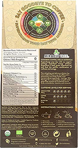Miniatura 4 de Miracle Tree 's Moringa Energy Tea - Chai  Mezcla de súper cafeína  Alternativa de café saludable, perfecta para la concentración  Certificado