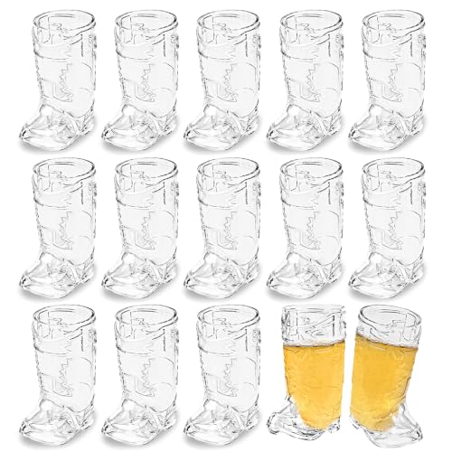 Image of SAIAOKJ Cowboy Boot Shot Glasses, 15 Pcs 1 Oz Plastic Boot Cups (Clear)