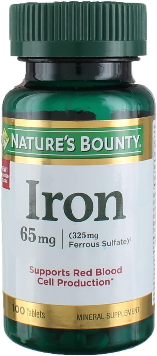 Nature's Bounty Iron 65 mg Tablets 100 Tablets (Pack of 6)