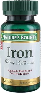 Nature's Bounty Iron 65 mg Tablets 100 Tablets (Pack of 6)