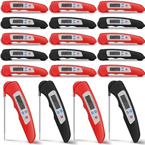 20 Pcs Digital Meat Thermometer Foldable Waterproof Kitchen Instant Read Cooking Grill Food Thermometer with Magnet Digital Food Probe for Cooking Kitchen Beef Accessories Gadgets