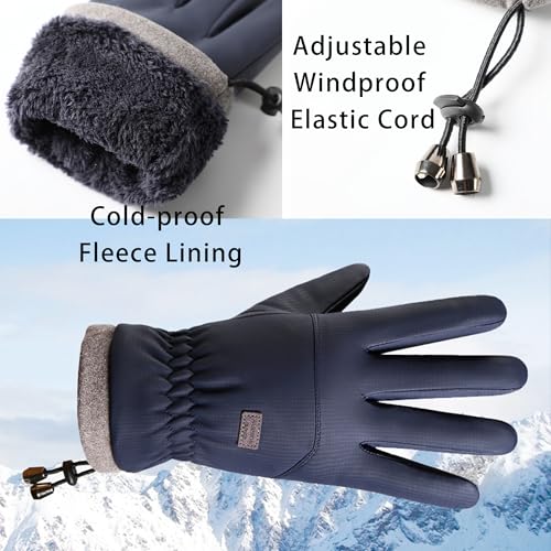 IZUS Men Water-Repellent Cold-Weather-Gloves Touchscreen Windproof-Ski-Gloves Thermal-Fleece Cycling-Gloves Winter Outdoor Sport - Image 5